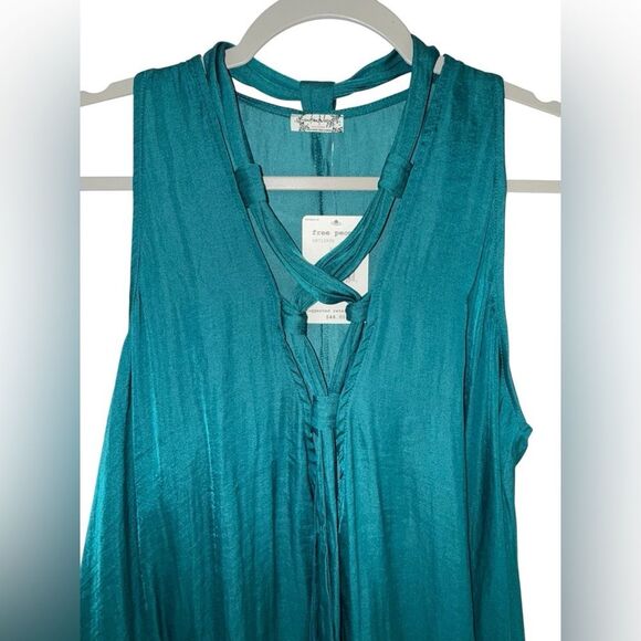 Free People Here With Me Forest Green Lace-Up Top Size Small NWT - Picture 7 of 10
